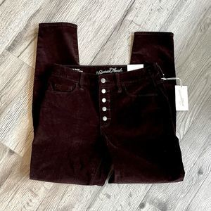 Universal Thread Corduroy Jean 2 Skinny High Rise Pant Button Boho Classic NWT.